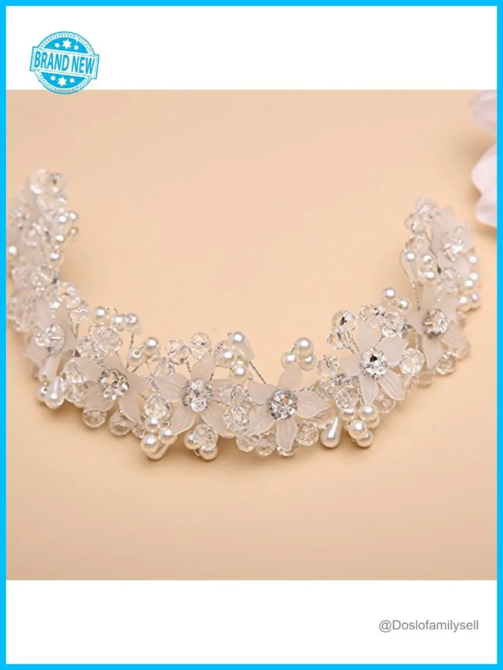 Crystal Pearl Flower Headband Hair Accessories for Weddings Performances Parties